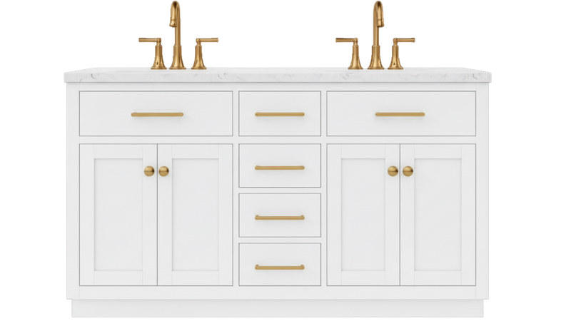 Grove Collection 72-Inch Double Sink Shaker Vanity in White with Quartz Countertop, ** NO BACKSPLASH ** SK72WWQ, FINAL PRICE: $999.99 + TAX [FBM-338]