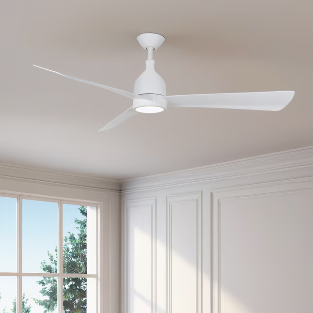 Minka Ceiling Fan Co. Lake Shore 52-in Integrated LED Outdoor White with Flat White Blades Ceiling Fan With Light - Remote Included (3-Blade), 84055  #4063087 *JR2509, Retail: $249.98, FINAL PRICE: $149.99 + TAX