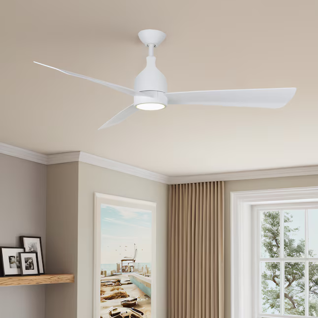 Minka Ceiling Fan Co. Lake Shore 52-in Integrated LED Outdoor White with Flat White Blades Ceiling Fan With Light - Remote Included (3-Blade), 84055  #4063087 *JR2509, Retail: $249.98, FINAL PRICE: $149.99 + TAX