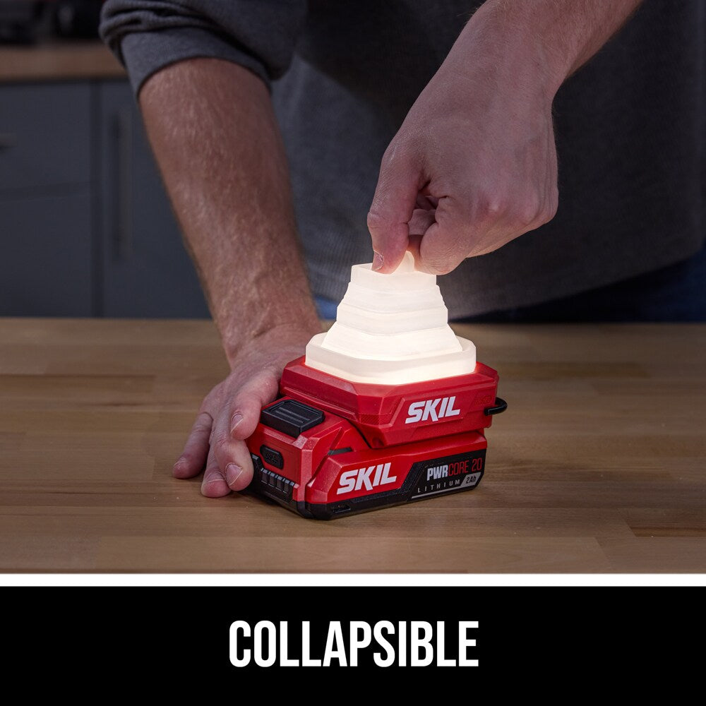 SKIL 12V/20V Collapsible Lantern 300-Lumen 1 -Adjustable Mode LED Rechargeable Flashlight