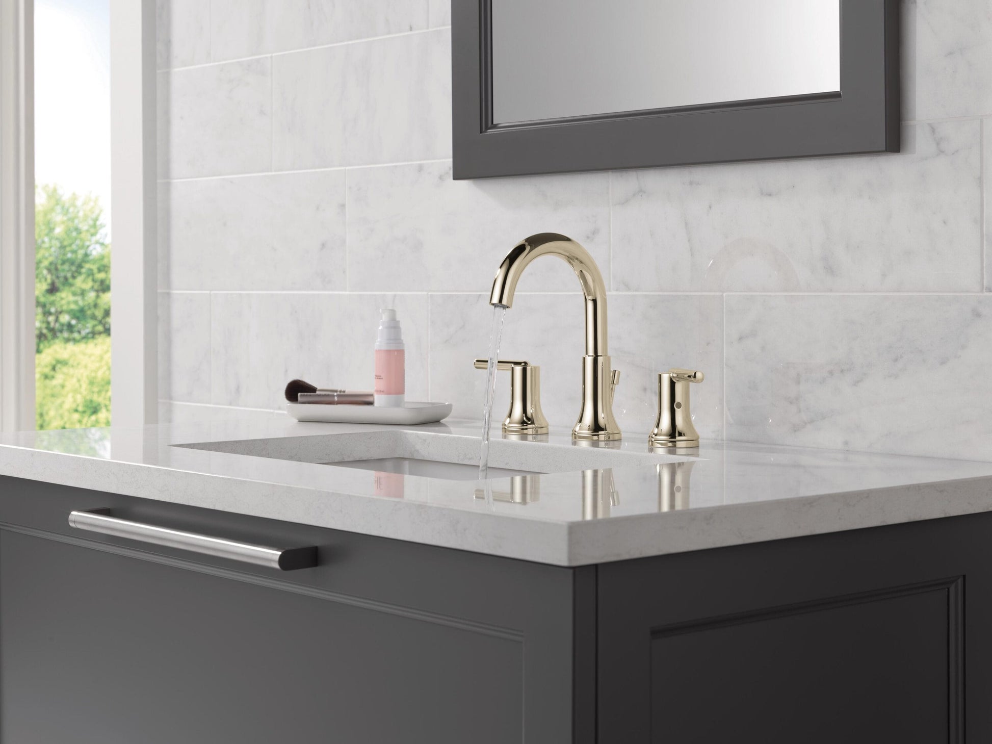 Delta Trinsic Two Handle Widespread Bathroom Faucet in Polished Nickel, 3559-PNMPU-DST, MRSP: $670, FINAL PRICE: $ + TAX