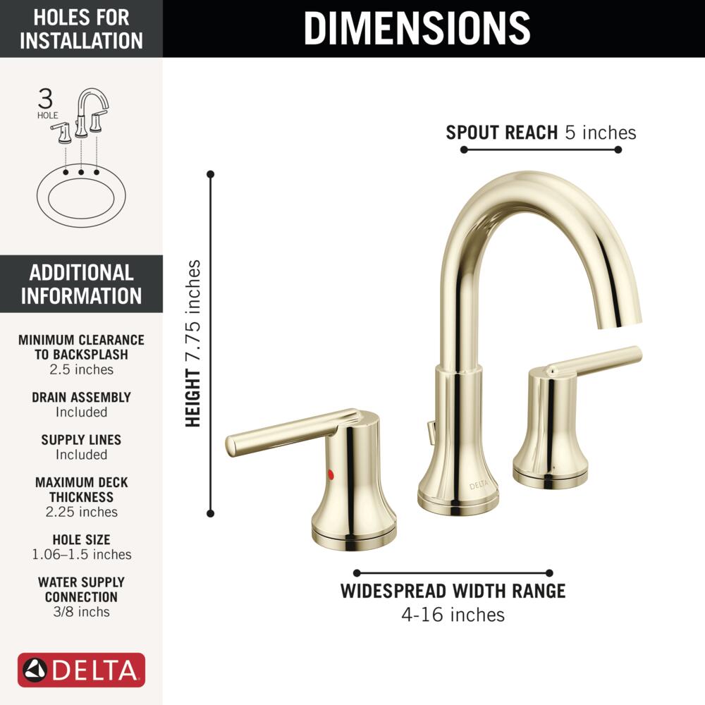 Delta Trinsic Two Handle Widespread Bathroom Faucet in Polished Nickel, 3559-PNMPU-DST, MRSP: $670, FINAL PRICE: $ + TAX