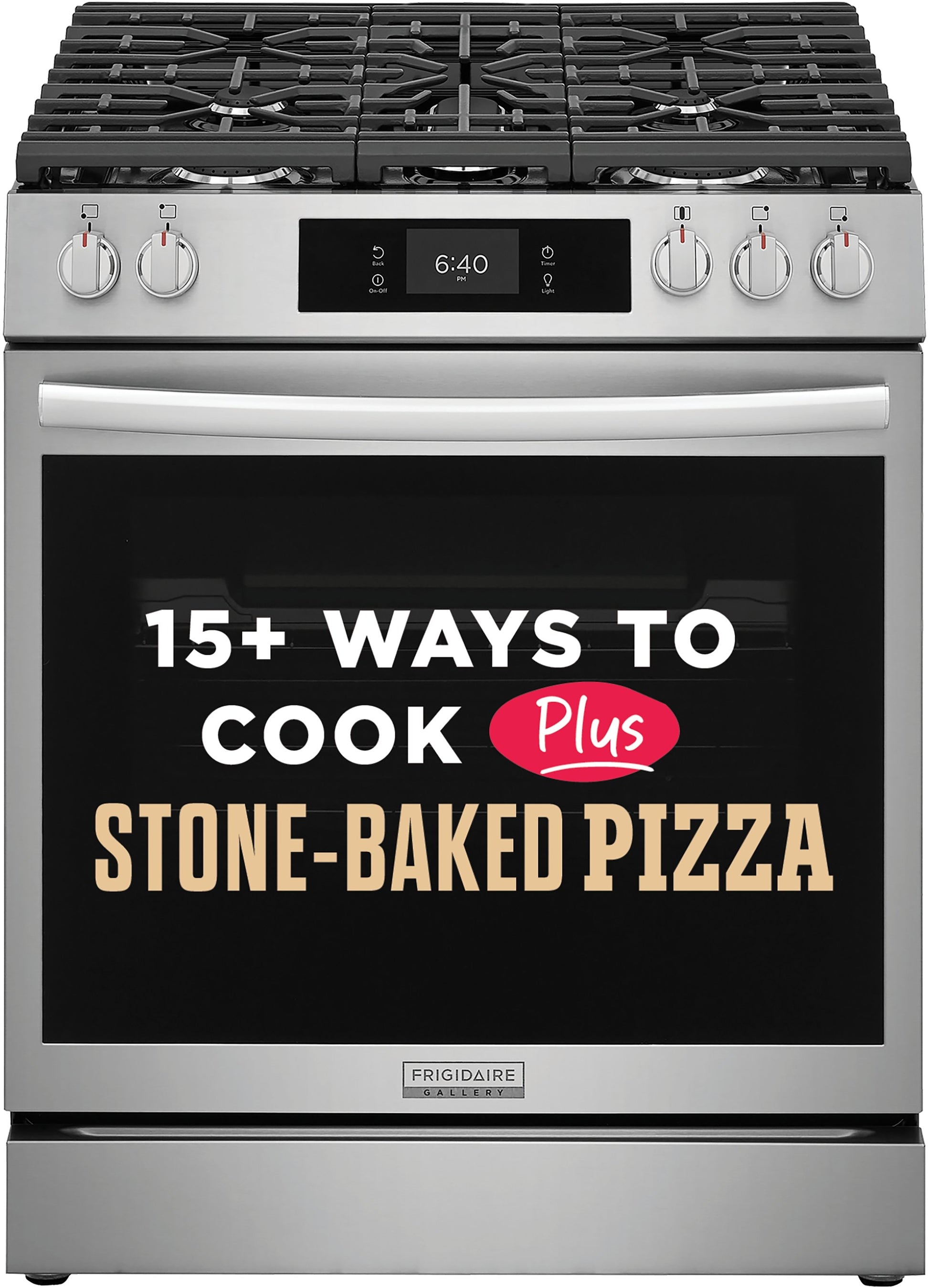 Frigidaire Gallery Stone-Baked Pizza 30-in 5 burners 6-cu ft Air Fry Convection Oven Slide-In Natural Gas Range ( Smudge-Proof Stainless Steel )