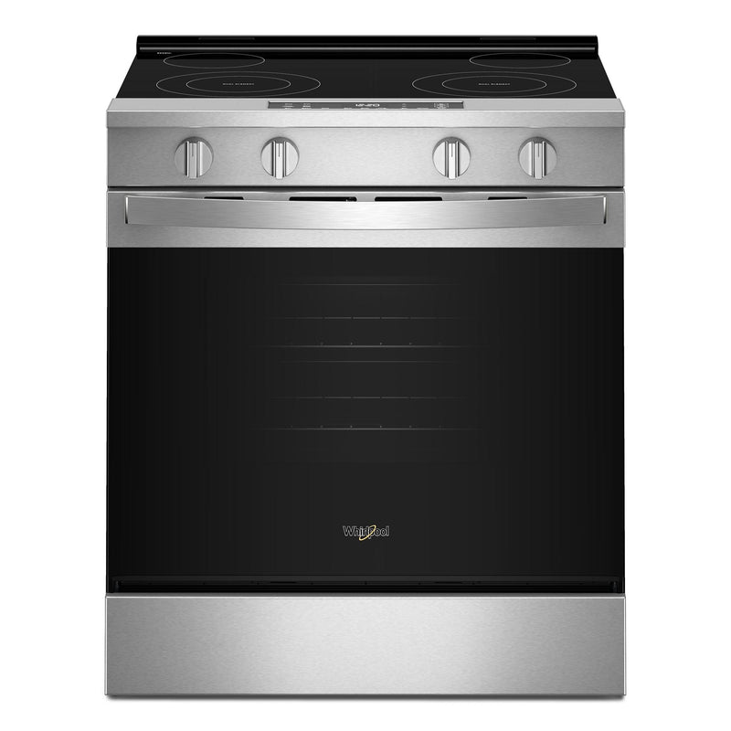 Whirlpool 30-in Glass Top 4 burners 5.3-cu ft Slide-In Electric Range ( Stainless Steel )