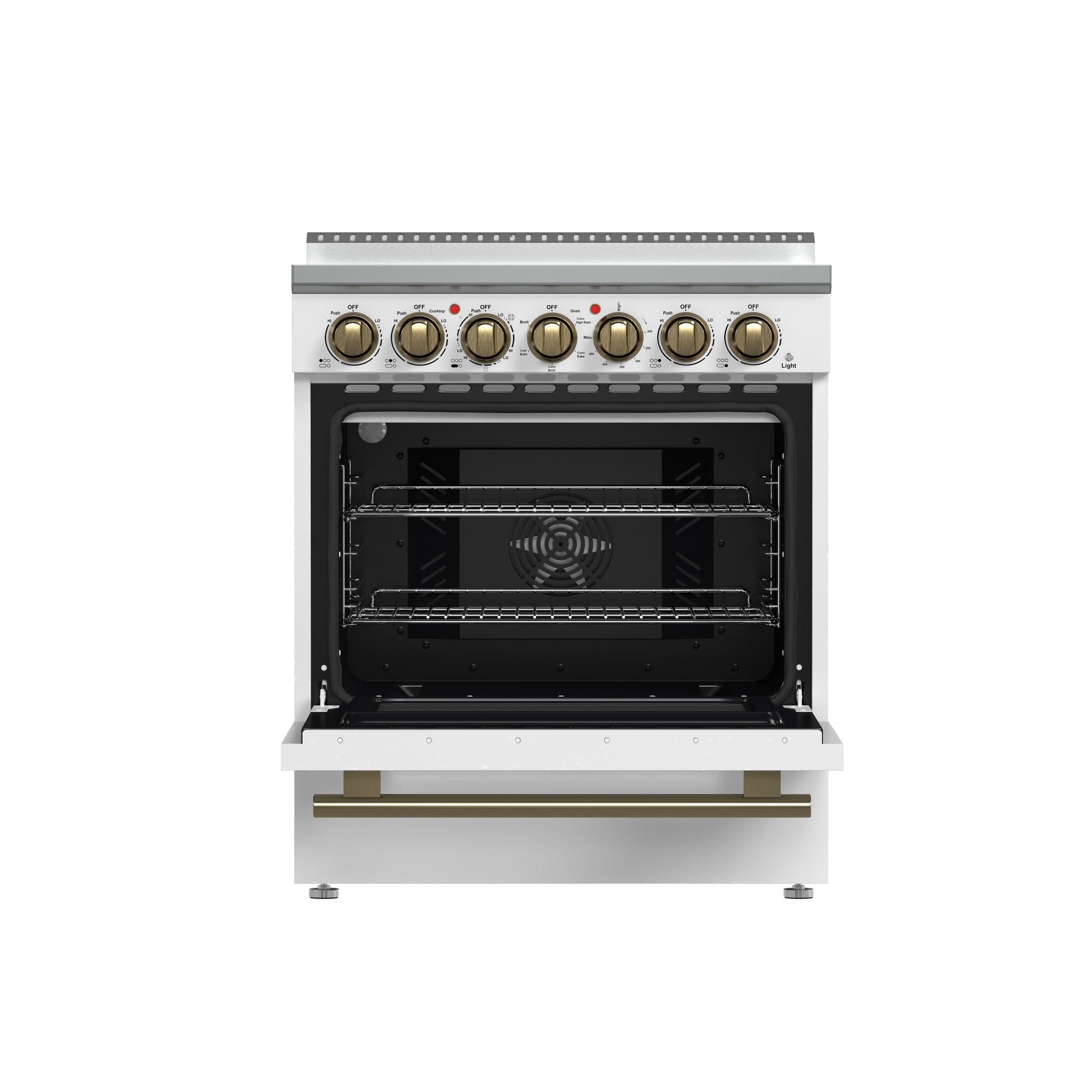 FORNO Paolo 30-in Glass Top 5 burners 4.38-cu ft Convection Oven Freestanding Electric Range ( White )