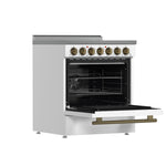 FORNO Paolo 30-in Glass Top 5 burners 4.38-cu ft Convection Oven Freestanding Electric Range ( White )