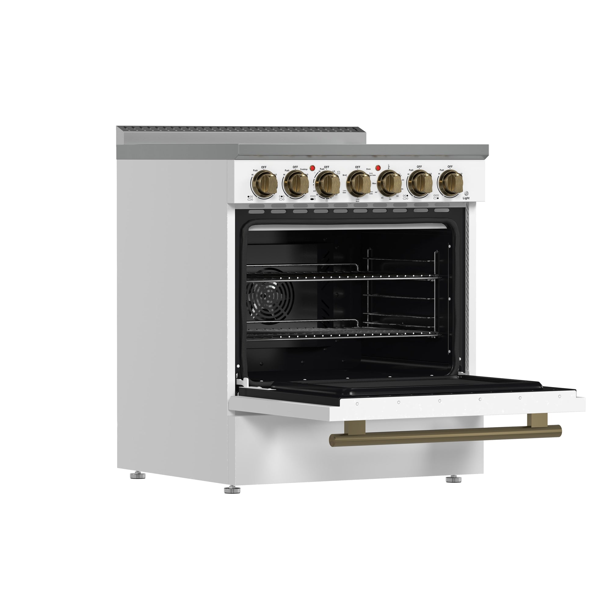 FORNO Paolo 30-in Glass Top 5 burners 4.38-cu ft Convection Oven Freestanding Electric Range ( White )