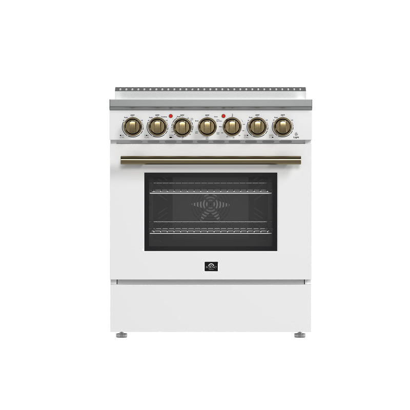 FORNO Paolo 30-in Glass Top 5 burners 4.38-cu ft Convection Oven Freestanding Electric Range ( White )