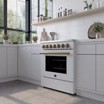 FORNO Paolo 30-in Glass Top 5 burners 4.38-cu ft Convection Oven Freestanding Electric Range ( White )
