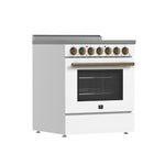 FORNO Paolo 30-in Glass Top 5 burners 4.38-cu ft Convection Oven Freestanding Electric Range ( White )