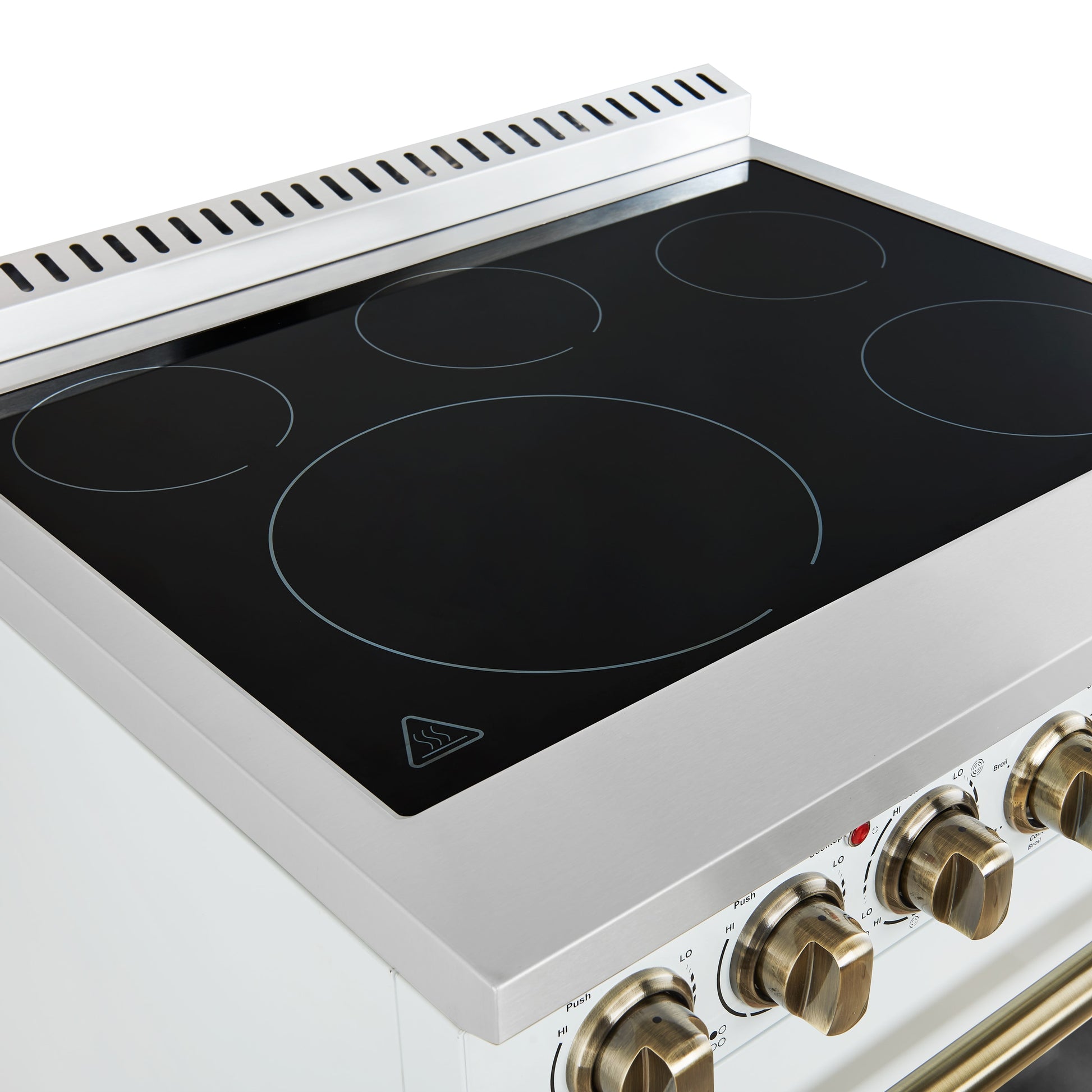 FORNO Paolo 30-in Glass Top 5 burners 4.38-cu ft Convection Oven Freestanding Electric Range ( White )