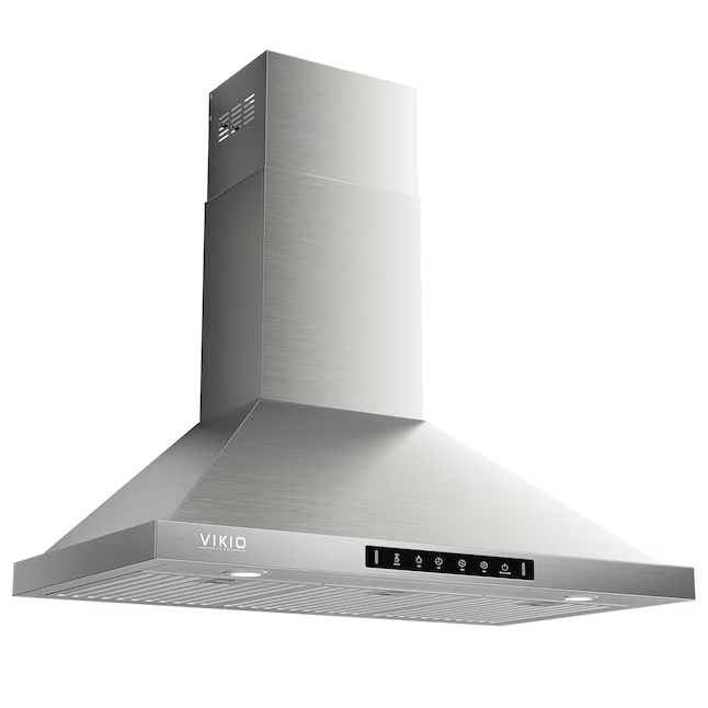 VIKIO 30-in Ducted 900-CFM Recirculating Stainless Steel Wall-Mounted Range Hood with Charcoal Filter, KB-30-F82  RP30-30  VKHRP3030SI P0230 *JR2508, Retail: $486.99, FINAL PRICE: $269.99 + TAX
