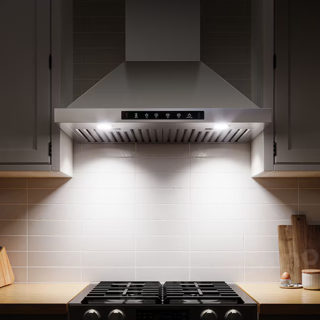 VIKIO 30-in Ducted 900-CFM Recirculating Stainless Steel Wall-Mounted Range Hood with Charcoal Filter, KB-30-F82  RP30-30  VKHRP3030SI P0230 *JR2508, Retail: $486.99, FINAL PRICE: $269.99 + TAX