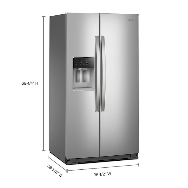 Whirlpool 28.7-cu ft Side-by-Side Refrigerator with Ice Maker Water and Ice Dispenser (Fingerprint Resistant Stainless Finish), WRSF5536RZ/00, Retail: $2,099.00, FINAL PRICE: $999.99 + TAX