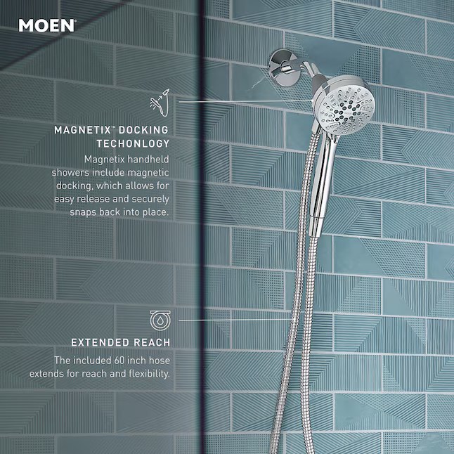 Moen Magnetix Engage 6.0-Spray Chrome 3.5-in Round Handheld Shower Head 1.75 GPM, 26100EP #852399, Retail: $78.75, FINAL PRICE: $24.99 + TAX