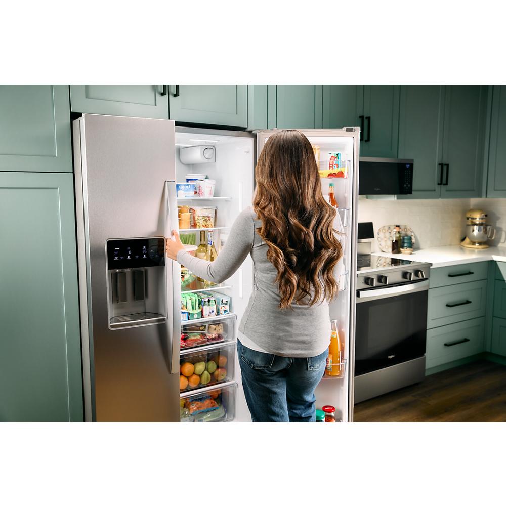 Whirlpool 20.85-cu ft Counter-Depth 36-in Wide Side-by-Side Refrigerator with Ice Maker ,Water and Ice Dispenser ( Fingerprint Resistant Stainless Finish )