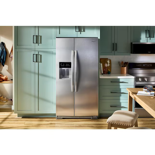 Whirlpool 20.85-cu ft Counter-Depth 36-in Side-by-Side Refrigerator with Ice Maker + Water and Ice Dispenser (Fingerprint Resistant Stainless Finish), WRSC5536RZ/00 *JR2511, Retail: $2,099.00, FINAL PRICE: $999.99 + TAX