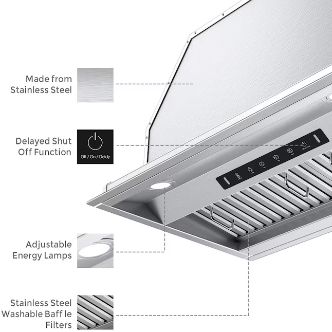 VIKIO 34-in Convertible 900-CFM Stainless Steel Under Cabinet Range Hood with Charcoal Filter, Item #6507865, RB30-36 VIKP0236S *JR2508, Retail: $437.99, FINAL PRICE: $259.99 + TAX