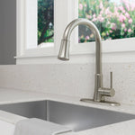 Pfister Classic Stainless Steel Single Handle Deck-mount Kitchen Faucet with Sprayer (Includes Deck Plate)