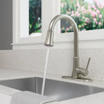 Pfister Classic Stainless Steel Single Handle Deck-mount Kitchen Faucet with Sprayer (Includes Deck Plate)