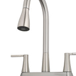 Project Source Stainless Steel Double Handle Deck-mount Pull-out Kitchen Faucet with Sprayer