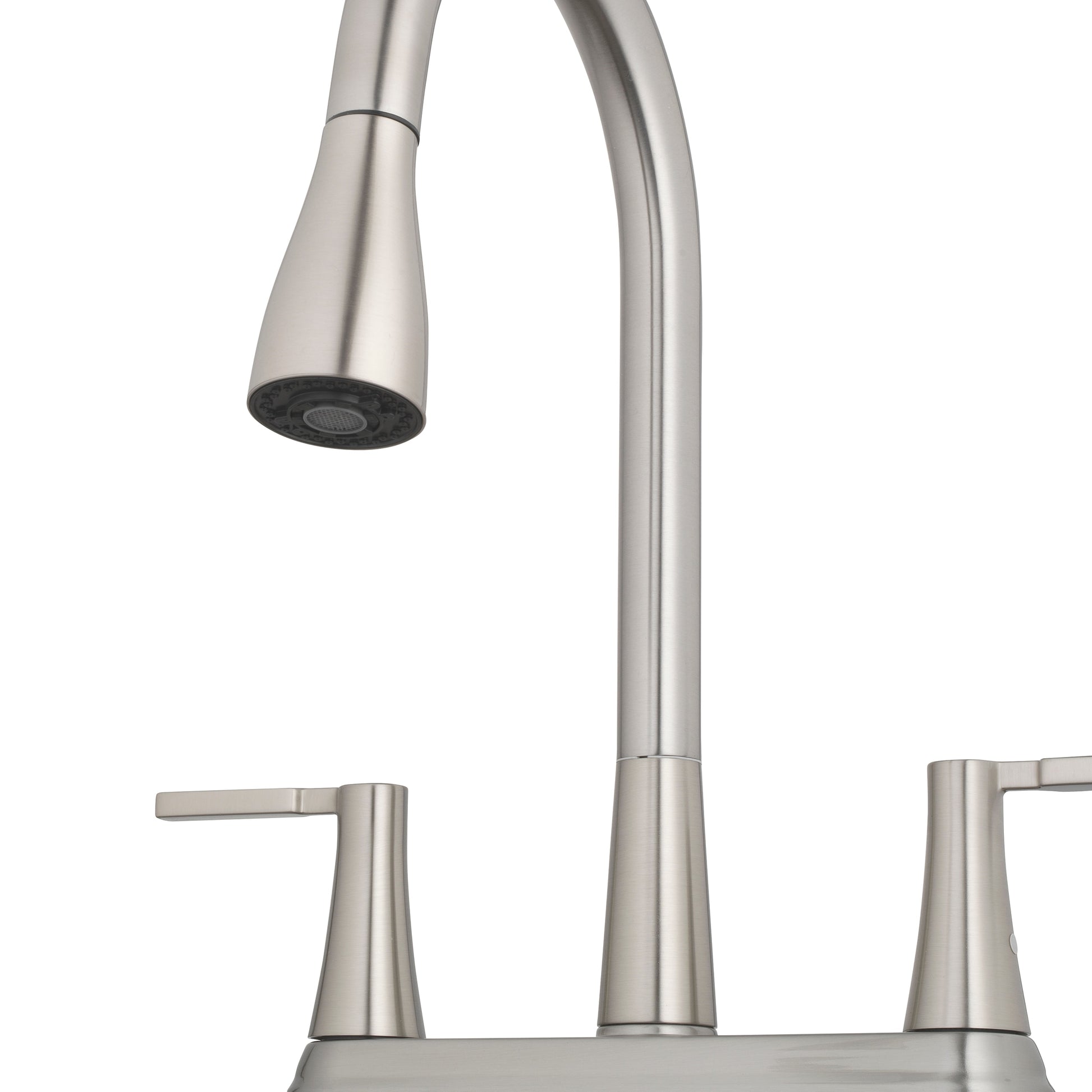Project Source Stainless Steel Double Handle Deck-mount Pull-out Kitchen Faucet with Sprayer