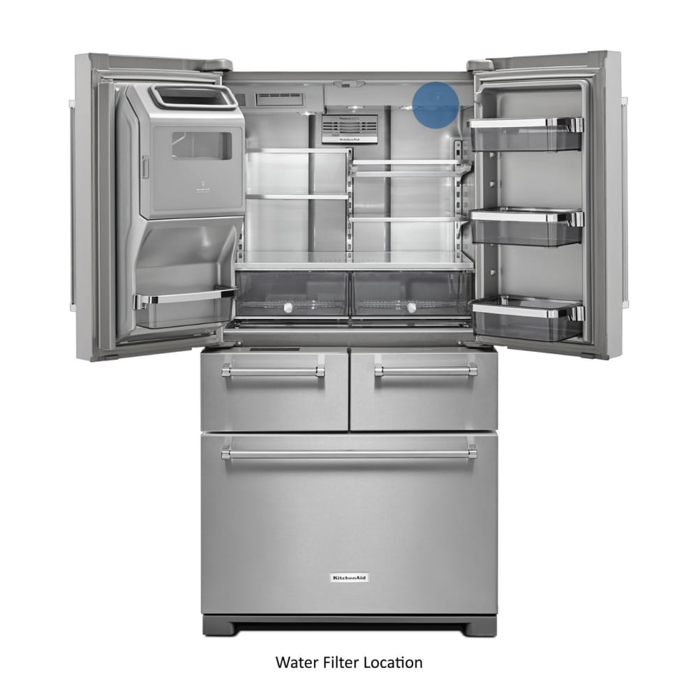 KitchenAid Standard-Depth 25.8-cu ft 5 -Door 36-in Wide French Door Refrigerator with Ice Maker with Water and Ice Dispenser ( Stainless steel )
