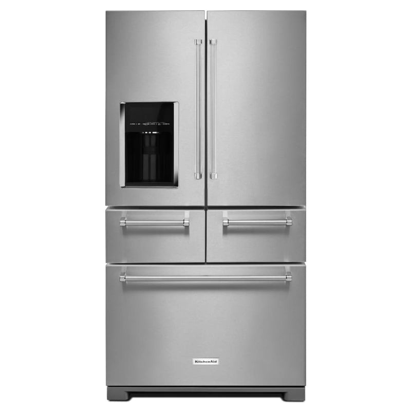 KitchenAid Standard-Depth 25.8-cu ft 5 -Door 36-in Wide French Door Refrigerator with Ice Maker with Water and Ice Dispenser ( Stainless steel )