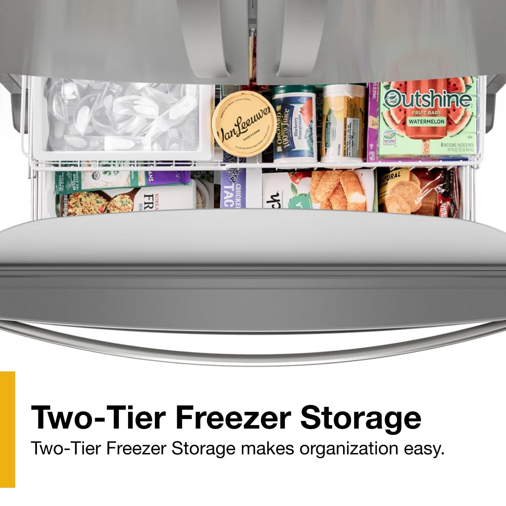 Whirlpool Counter-Depth 20-cu ft 3 -Door 36-in Wide French Door Refrigerator with Ice Maker with Water and Ice Dispenser ( Stainless Steel ) ENERGY STAR Certified, WRFC2036RZ-6640, FINAL PRICE: $999.99