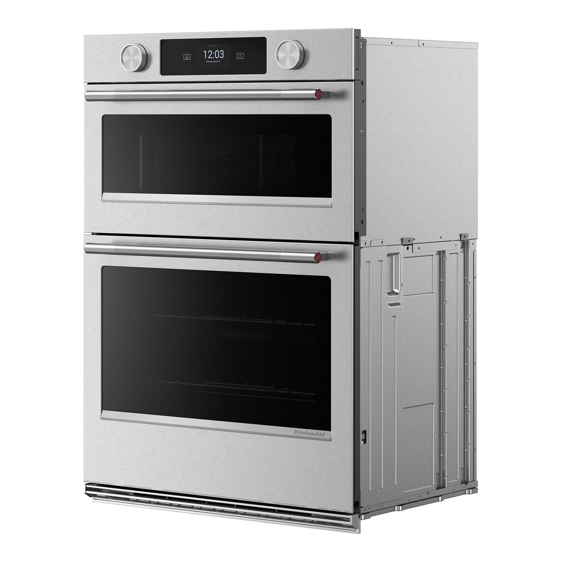 KitchenAid 27 inch Self + Steam Cleaning Air Fry Smart Compatible Microwave Wall Oven Combo ( PrintShield Stainless )