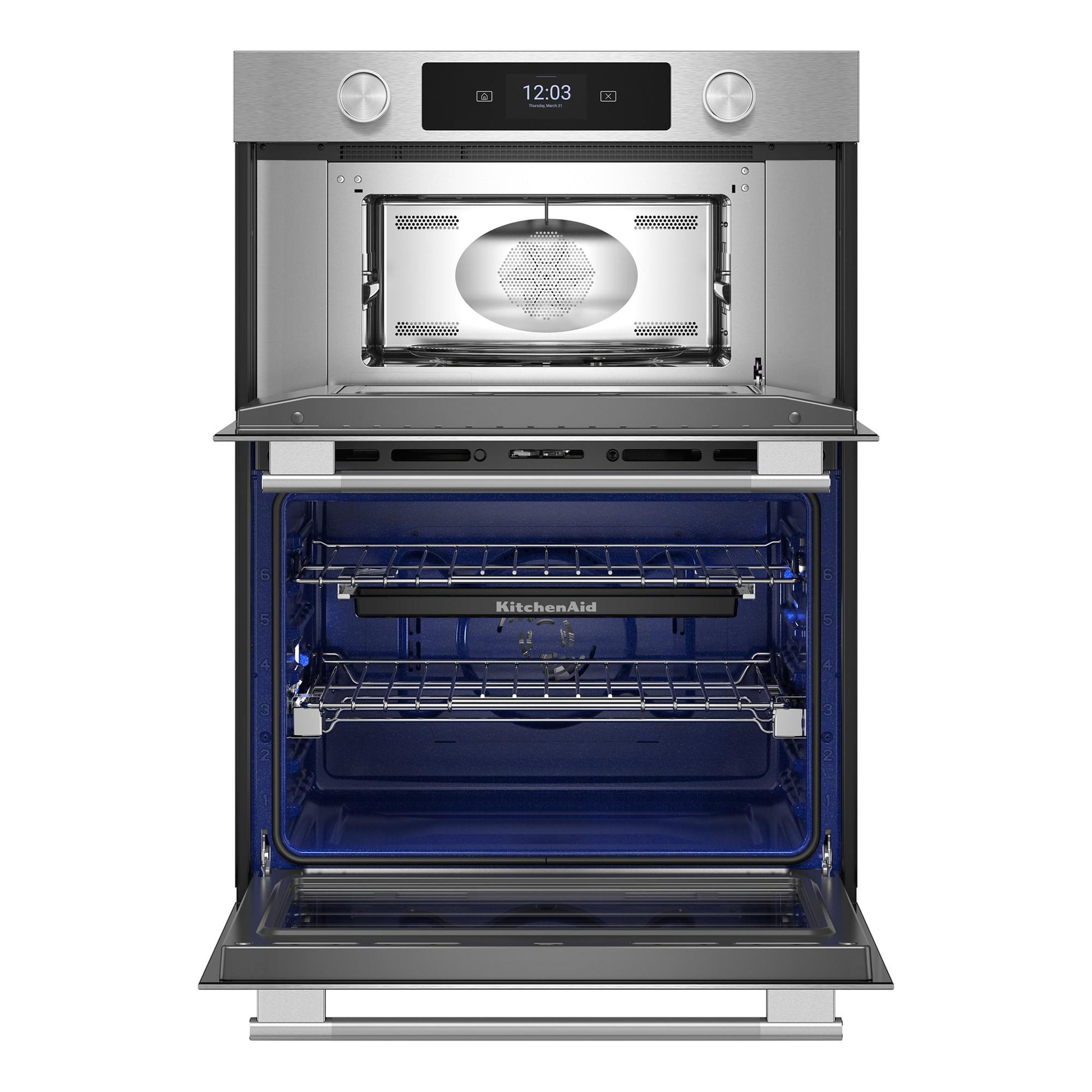 KitchenAid 27 inch Self + Steam Cleaning Air Fry Smart Compatible Microwave Wall Oven Combo ( PrintShield Stainless )