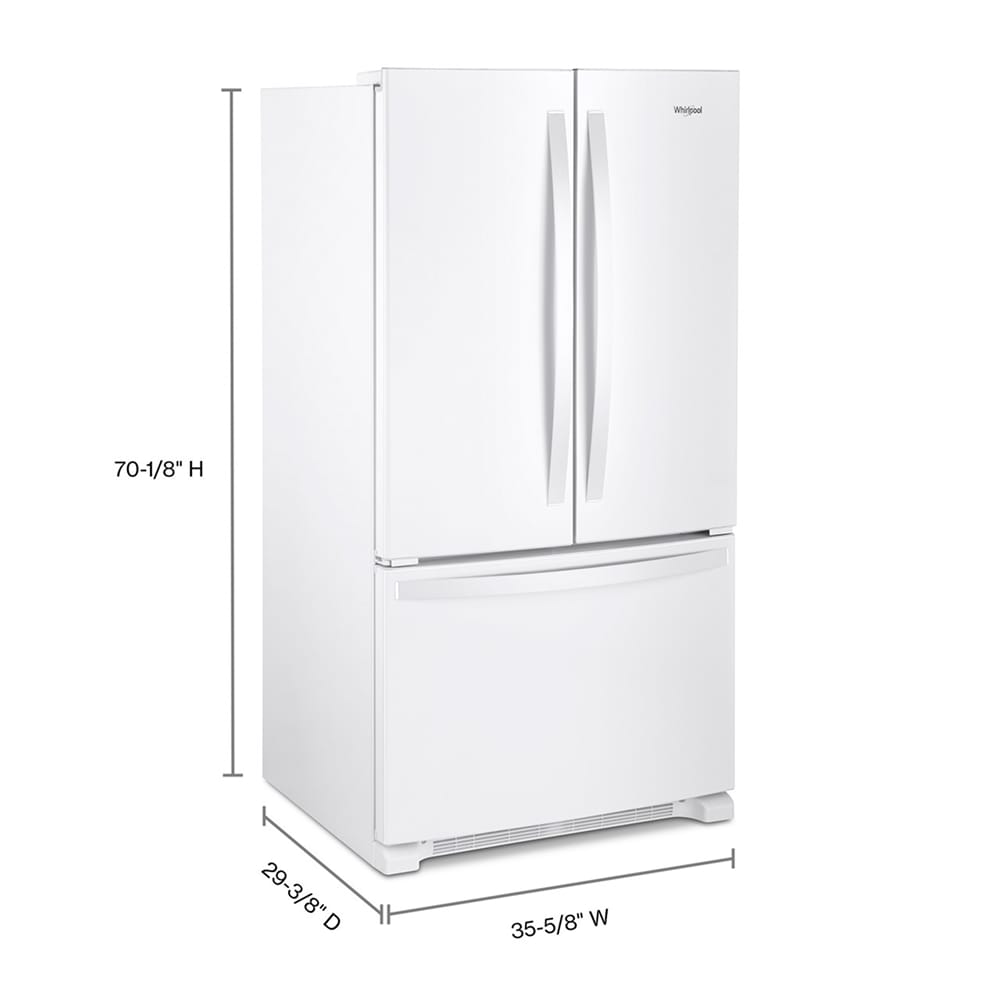Whirlpool Counter-Depth 20-cu ft 3 -Door 36-in Wide French Door Refrigerator with Ice Maker with Water and Ice Dispenser ( White ) ENERGY STAR Certified