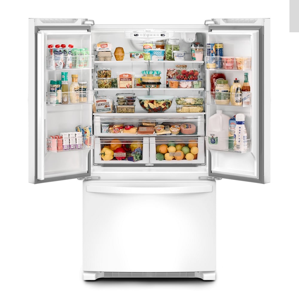 Whirlpool Counter-Depth 20-cu ft 3 -Door 36-in Wide French Door Refrigerator with Ice Maker with Water and Ice Dispenser ( White ) ENERGY STAR Certified