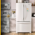 Whirlpool Counter-Depth 20-cu ft 3 -Door 36-in Wide French Door Refrigerator with Ice Maker with Water and Ice Dispenser ( White ) ENERGY STAR Certified