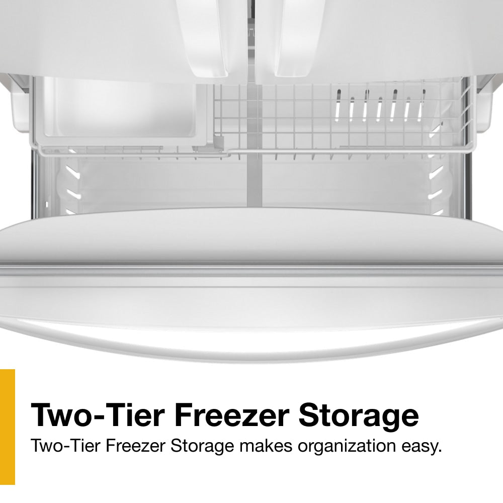 Whirlpool Counter-Depth 20-cu ft 3 -Door 36-in Wide French Door Refrigerator with Ice Maker with Water and Ice Dispenser ( White ) ENERGY STAR Certified