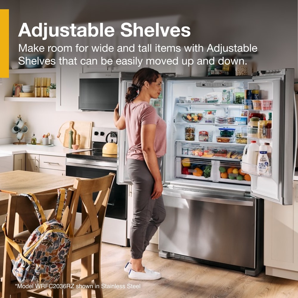 Whirlpool Counter-Depth 20-cu ft 3 -Door 36-in Wide French Door Refrigerator with Ice Maker with Water and Ice Dispenser ( White ) ENERGY STAR Certified