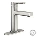 Moen Rinza Spot Resist Brushed Nickel Single Hole 1-handle WaterSense High-Arc Residential Handle Bathroom Sink Faucet with Drain with Deck Plate, 84627SRN *JR2509, Retail: $205.70, FINAL PRICE: $79.99 + TAX
