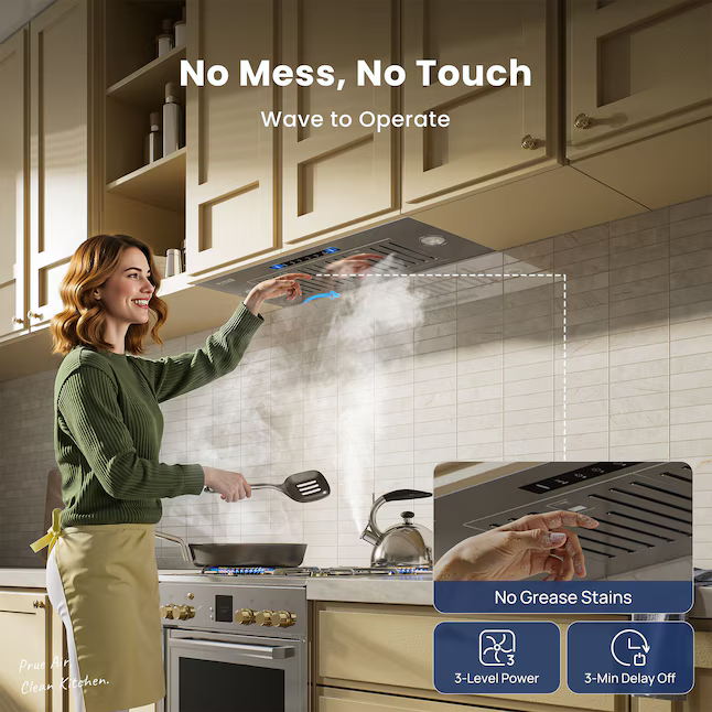 VIKIO 36-in Convertible 780-CFM Recirculating Stainless Steel Insert Under Cabinet Range Hood with Charcoal Filter, IKB01-H *JR2508, Retail: $565.00, FINAL PRICE: $199.99 + TAX