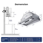 VIKIO 34-in Convertible 900-CFM Stainless Steel Under Cabinet Range Hood with Charcoal Filter, Item #6507865, RB30-36 VIKP0236S *JR2508, Retail: $437.99, FINAL PRICE: $259.99 + TAX