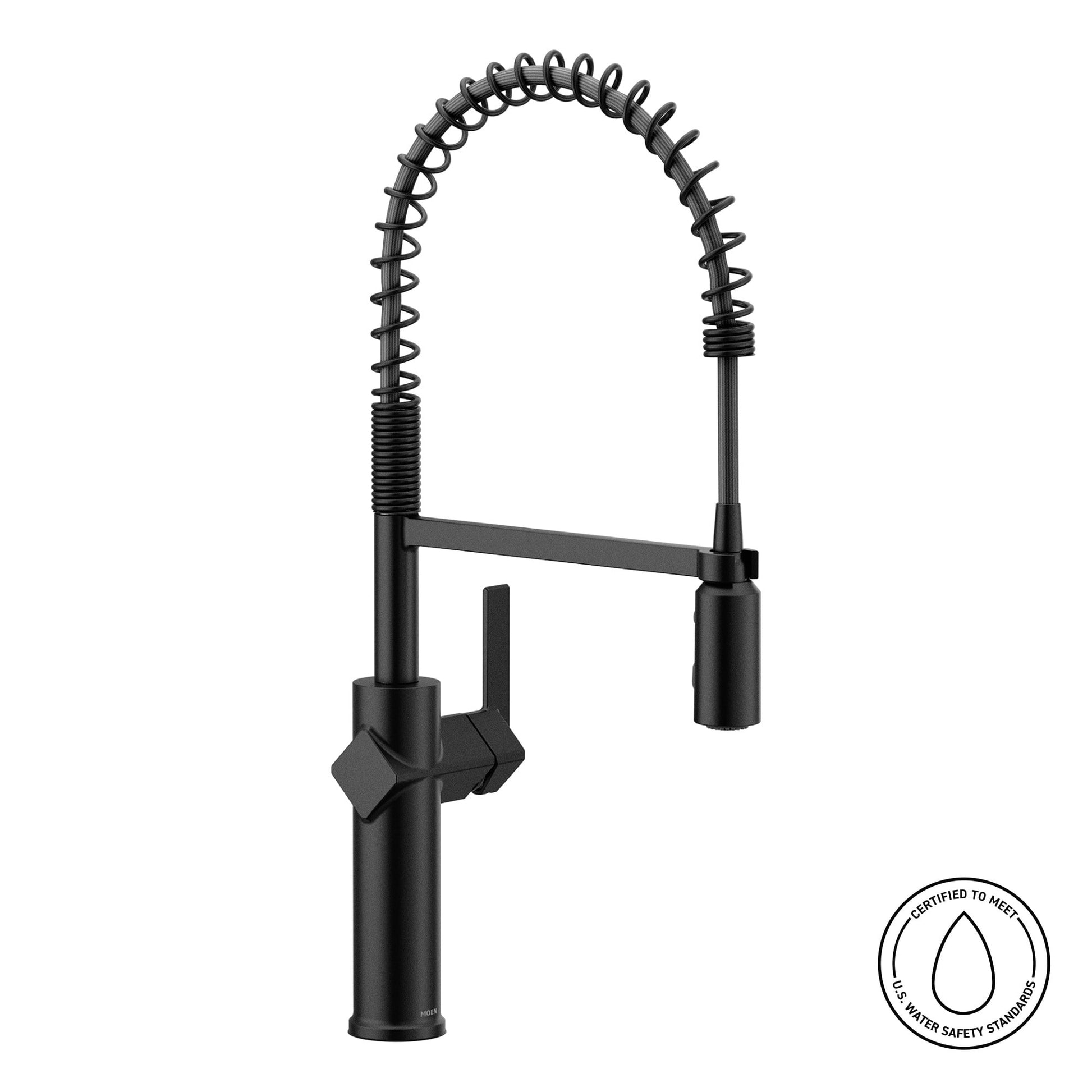 Moen Joric Matte Black Single Handle Deck-mount Pull-down Kitchen Faucet with Sprayer (Includes Deck Plate)