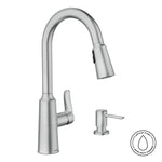 Moen Edwyn Spot Resist Stainless Single Handle Deck-mount Pull-down Kitchen Faucet with Sprayer (Includes Deck Plate) (Includes Soap Dispenser)