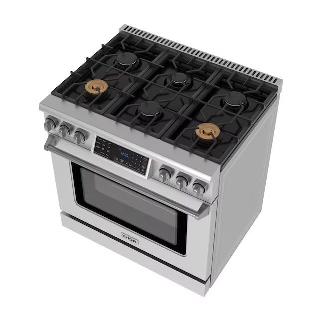 Thor Kitchen 36-in 6 burners 6-cu ft Air Fry Convection Oven Freestanding Natural Gas Range (Stainless Steel), TRG3601 *JR2510, Retail: $4,999.00, FINAL PRICE: $3,199.99 + TAX