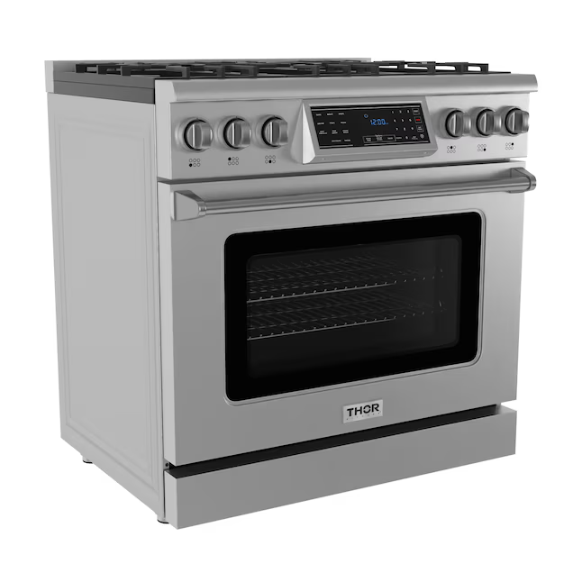 Thor Kitchen 36-in 6 burners 6-cu ft Air Fry Convection Oven Freestanding Natural Gas Range (Stainless Steel), TRG3601 *JR2510, Retail: $4,999.00, FINAL PRICE: $3,199.99 + TAX
