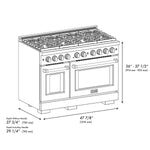 ZLINE KITCHEN & BATH Paramount 48-in 4.2-cu ft / 2.5-cu ft Convection Oven Freestanding Double Oven Dual Fuel Range ( Stainless Steel