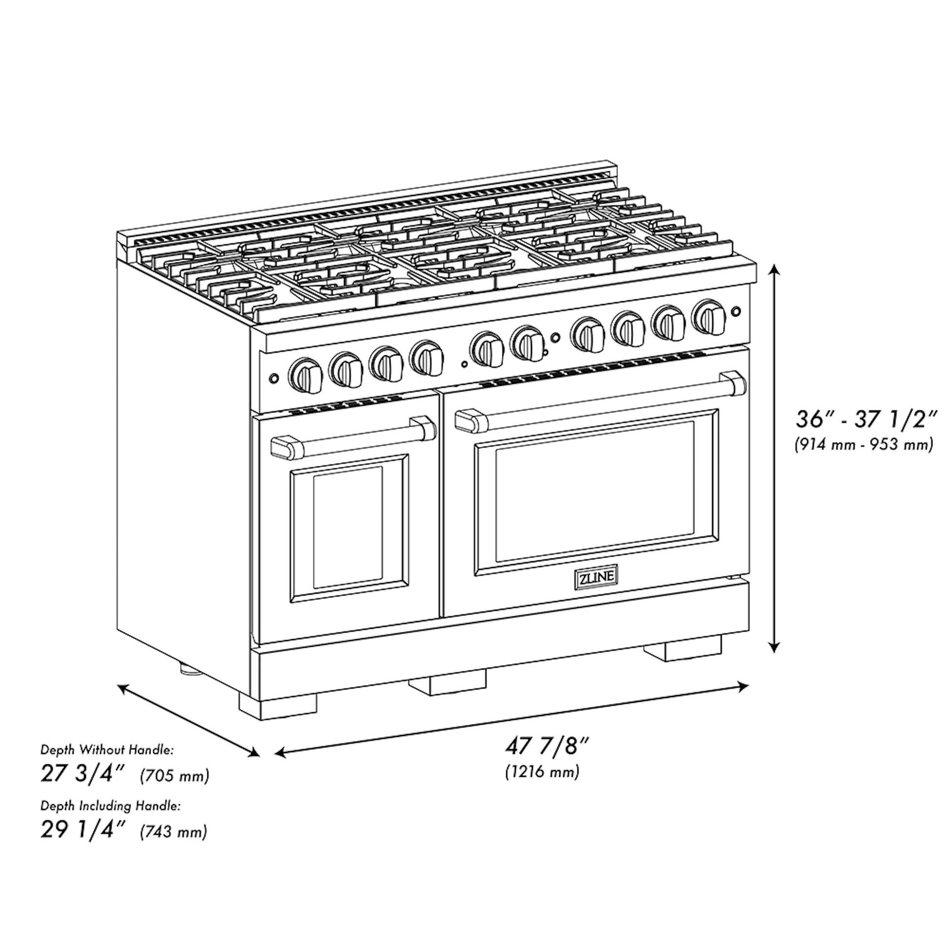 ZLINE KITCHEN & BATH Paramount 48-in 4.2-cu ft / 2.5-cu ft Convection Oven Freestanding Double Oven Dual Fuel Range ( Stainless Steel )