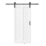 Tentoner 36x84 V-Shape White Finished MDF Sliding Barn Door with Hardware Kit ** ASSEMBLY REQUIRED **, [FB296]