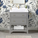 Origin 21 Beal 30-in Gauntlet Gray Semi-recessed Single Sink Bathroom Vanity with White Engineered Stone Top (Fully Assembled), L22097-VS30-GG, FINAL PRICE: $599.99