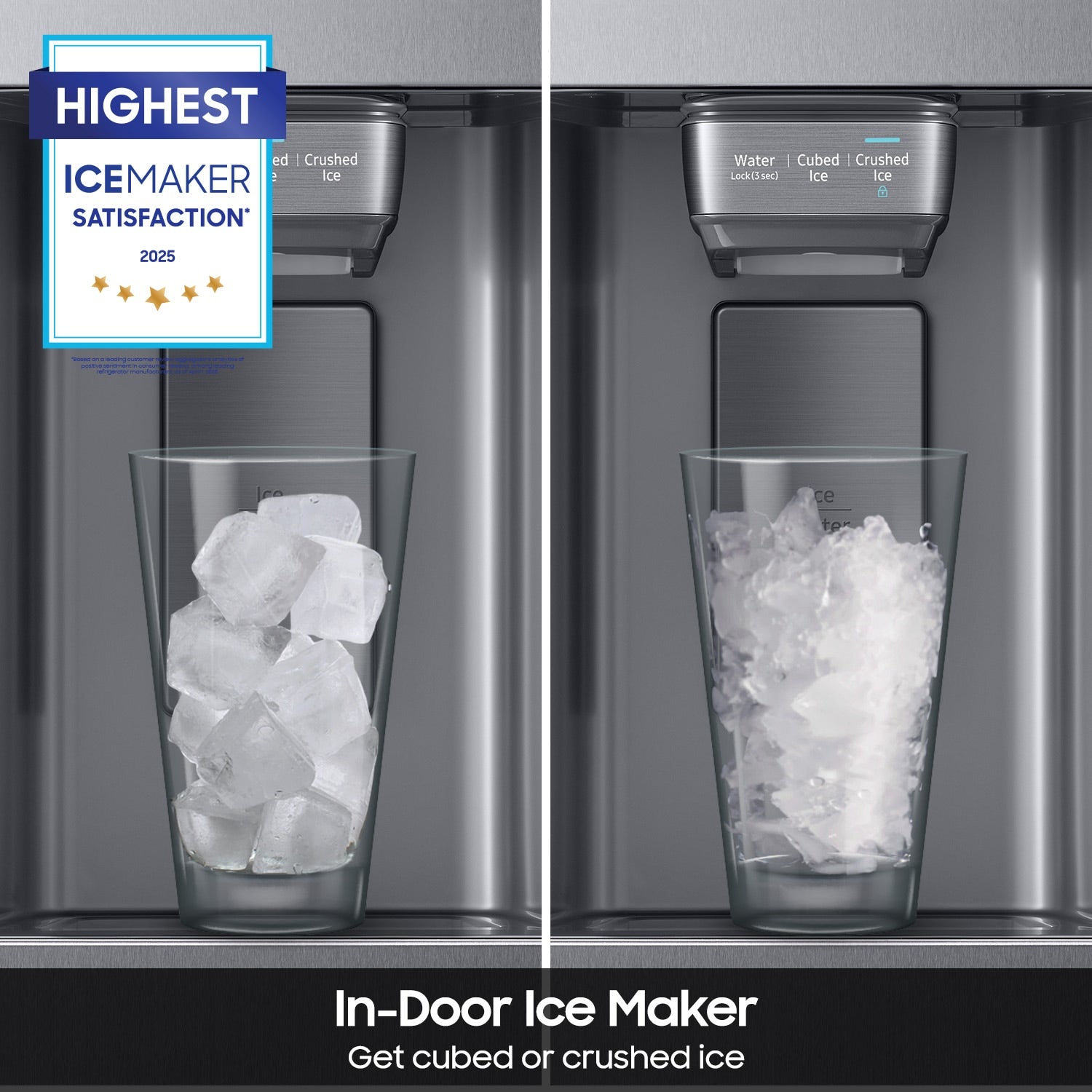 Samsung Bespoke AI Bespoke AI Family Hub 21.5-cu ft Counter-Depth 36-in Wide Side-by-Side Refrigerator Smart Compatible with Ice Maker ,Water and Ice Dispenser