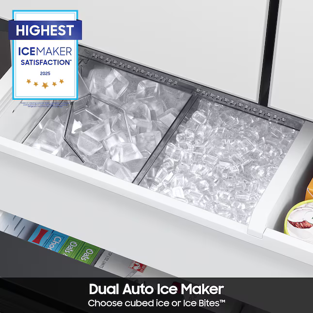 Samsung Bespoke Standard-Depth Beverage Center 30.1-cu ft 3-Door French Door Refrigerator with Dual Ice Maker with Water Dispenser (White Glass), RF30BB660012 *BG, MSRP: $3,099.00, FINAL PRICE: $1,299.99 + TAX