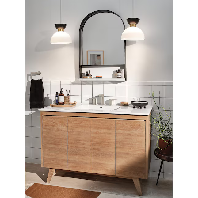 Moen Rinza Spot Resist Brushed Nickel Widespread 2-handle WaterSense High-Arc Commercial/Residential Handle Bathroom Sink Faucet with Drain, 84629SRN *JR2509, Retail: $278.70, FINAL PRICE: $99.99 + TAX
